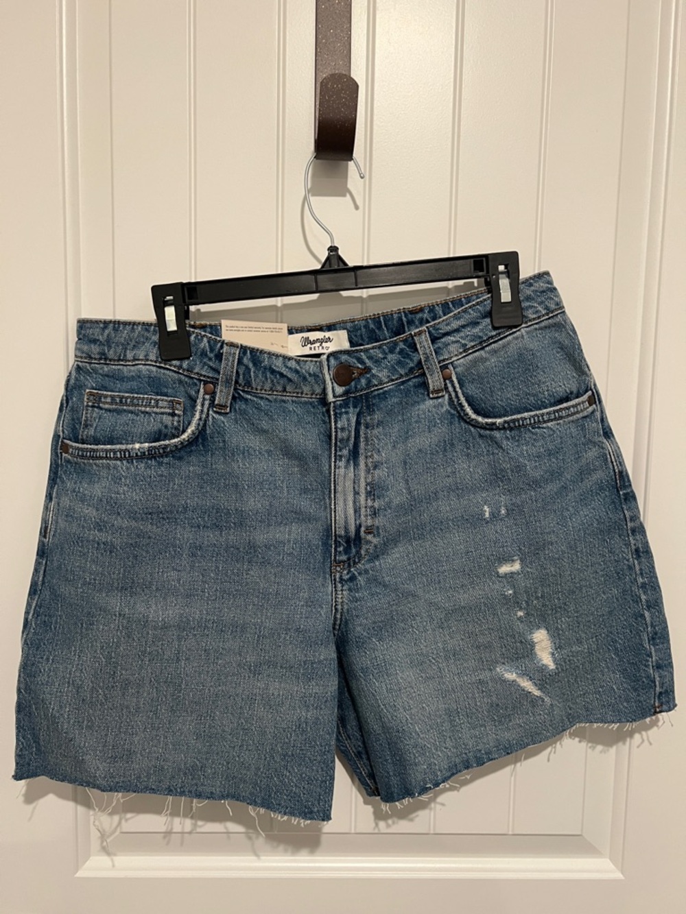 Wrangler Distressed Blue Denim Women’s Cutoff Shorts